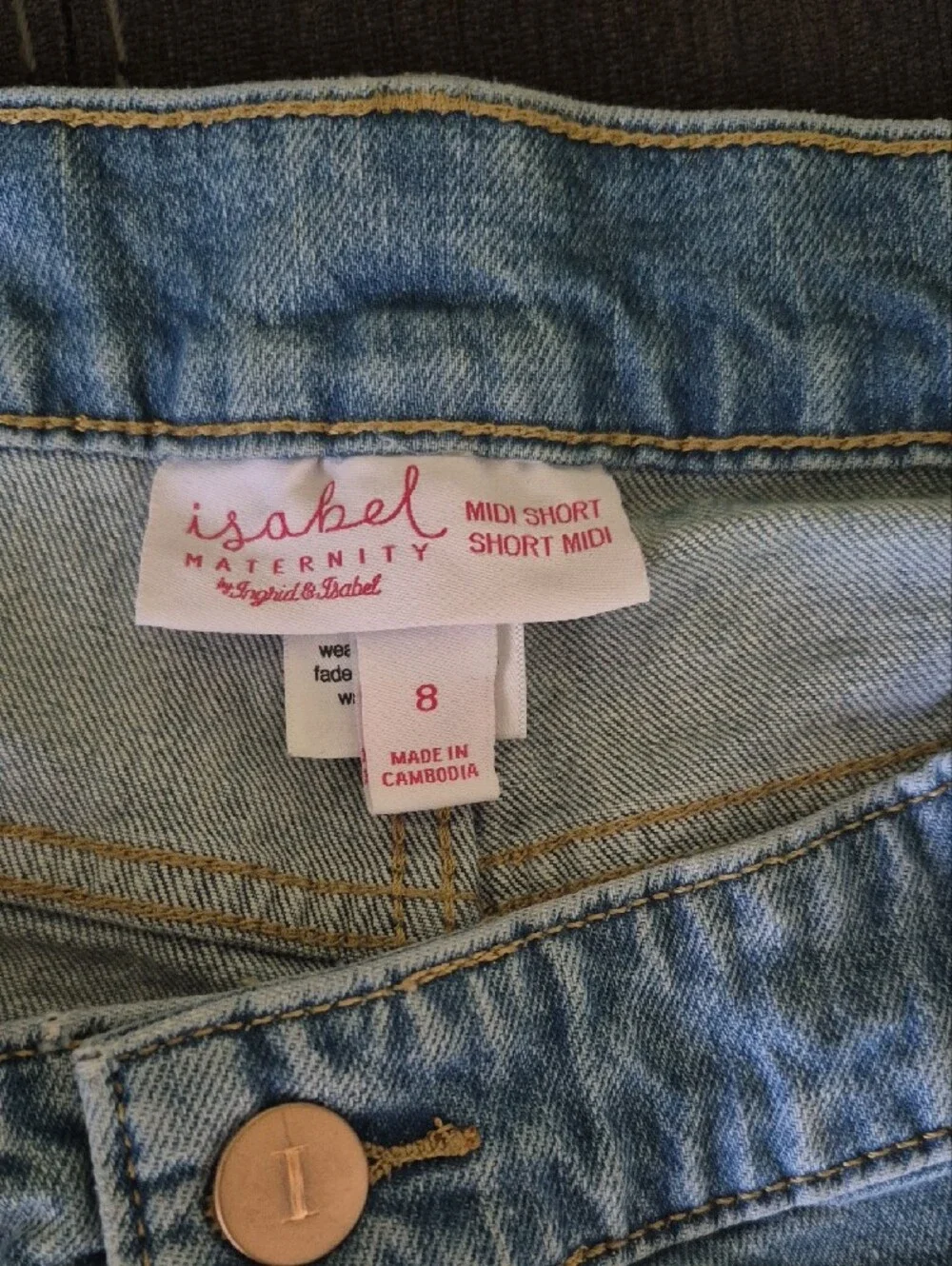 Isabel Maternity by Ingrid & Isabel Light Blue Denim Midi Maternity Shorts